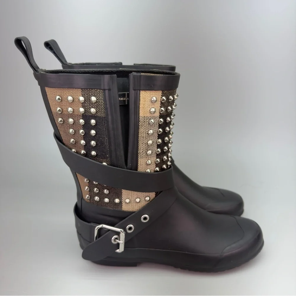 Burberry Studded Moto Holloway Rain Boots